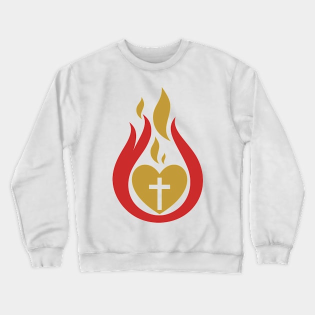 Christian illustration. Burning Christian heart. Crewneck Sweatshirt by Reformer